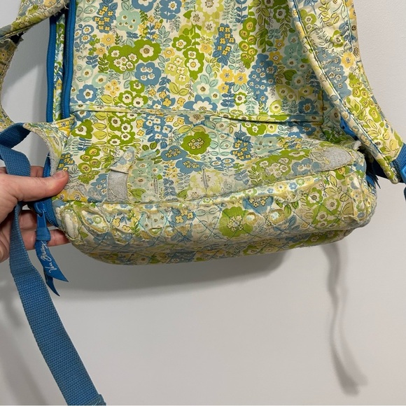 Vera Bradley Women’s Quilted Cotton Campus Blue Green Yellow Floral Backpack - Picture 6 of 10